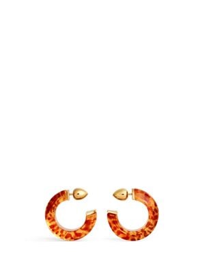 Alaïa Chunky Hoop Earrings With Metal Accent - Orange