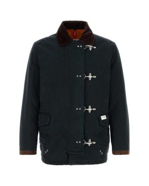 Fay Washed Archive Blazer With Four-Hook Front - Black