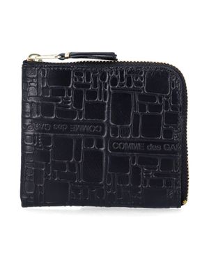Comme des Garçons Minimalist Embossed Zip Wallet 9.5Cm X 11Cm - Blue