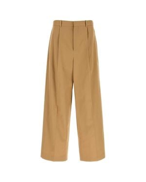 Loewe Camel Cotton Wide-leg Pant - Natural