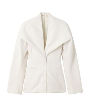 Jacquemus Fitted Wool Jacket With Sculpted Shawl Collar - White