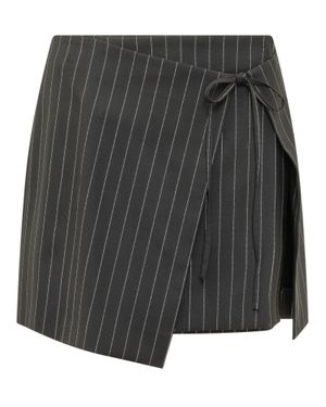 Sportmax Slim Striped Mini Skirt - Gray