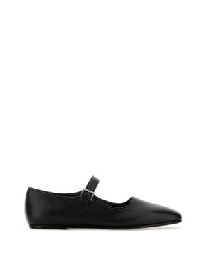 The Row Nappa Leather Ava Ballerinas - Black