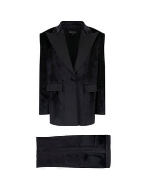 Dondup Tailored Velvet Blazer And Pants Set - Black