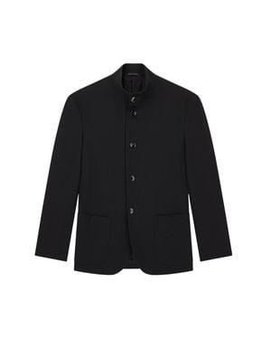 Giorgio Armani Stand Collar Button-Front Jacket - Black