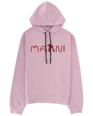Marni Logo Sweatshirt Cotton Sweatshirts - Pink
