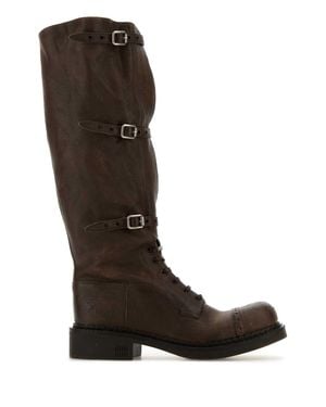 Miu Miu Leather Boots - Brown