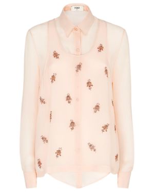 Fendi Silk Georgette Top - Natural