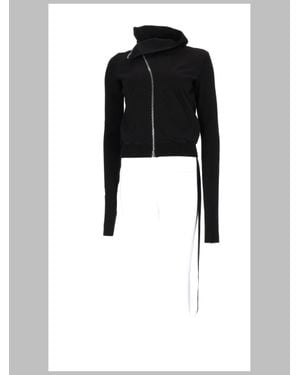 Rick Owens Cropped Zip-Front Hooded Jacket - Black