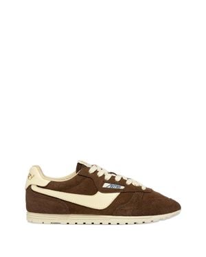 Autry Luxury Flat Cotton Sneakers With Padded Comfort - Brown