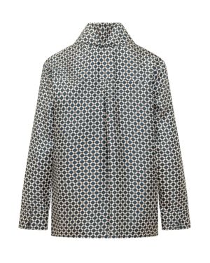 Max Mara Geometric Print Mini Shirt With Bow Detail - Gray