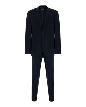 BOSS Houston Notched Revers Stretch Wool Suit For - Blue