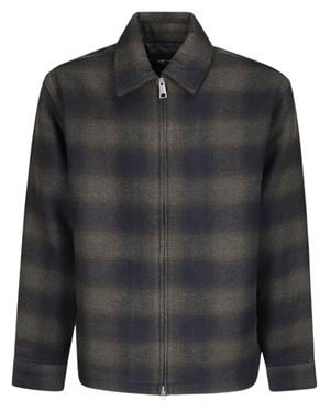 Carhartt Alton Checkered Cotton Jacket With Zip Front And Classic Collar - Black