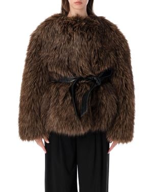 Magda Butrym Faux Fur Belted Coat - Brown