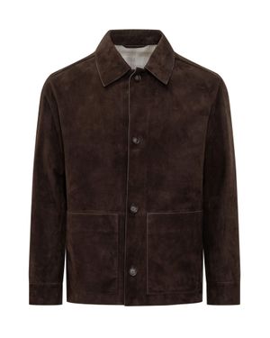 BOSS C-Mandrian Leather Jacket - Brown