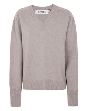 Rohe Elegant Wrap-Sleeve V-Neck Sweater - Gray