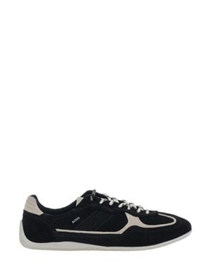 Alohas Low-Top Suede Sneakers With Contrasting Details And Logo Tongue Patch - Black