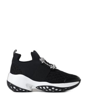 Roger Vivier Viv' Run Fabric Crystal Buckle Sneakers - Black