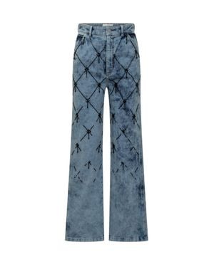 Des Phemmes Stylish High-Waisted Leg Jeans With Embroidery - Blue