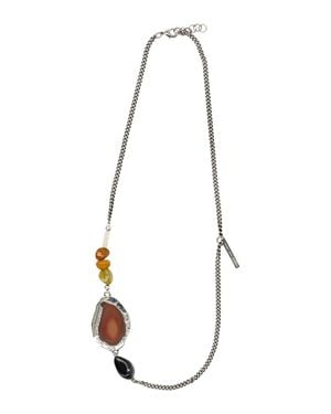 Dries Van Noten Chain Pendant Necklace With Semi-Precious Stone Detail - White