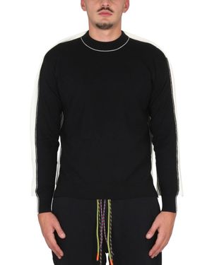 Ambush Cross-Neck Knit Sweater With Ribbed Collar - Black