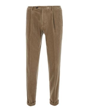Michael Coal Tech Fabric Pants With Side Pockets, Front Zip & Button Closure, Regular Fit - Natural