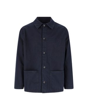White Sand Cotton-Blend Stretch Jacket For - Blue