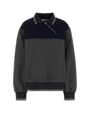 Miu Miu Two-Tone Stretch Viscose Blend Oversize Polo Shirt - Black