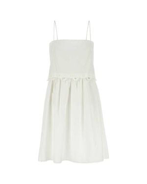 Miu Miu Poplin Mini Dress Cotton - White