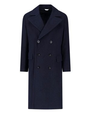 Boglioli Double-Breasted Wool Blend Overcoat - Blue