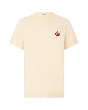 Moncler Logo Mini Cotton T-Shirt For - Natural