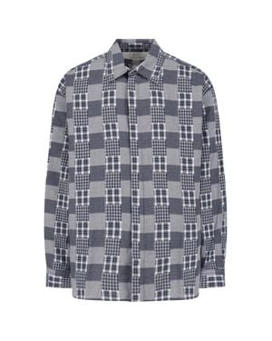 ERL Patchwork Plaid Cotton Shirt - Gray