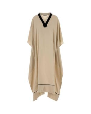 Agnona Linen Kaftan Dress - Natural