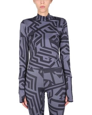 McQ Printed Mock Collar T-Shirt - Blue
