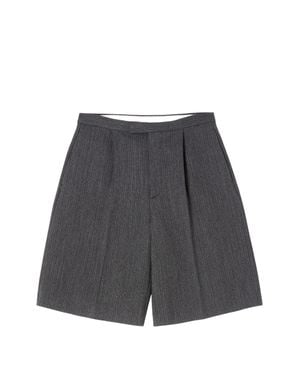 MM6 by Maison Margiela Pleated Wide-Leg Bermuda Shorts - Gray