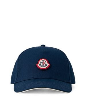 Moncler Embroidered Front Logo Patch Baseball Cap With Curved Brim, Eyelet Vents & Adjustable Back Strap - Blue