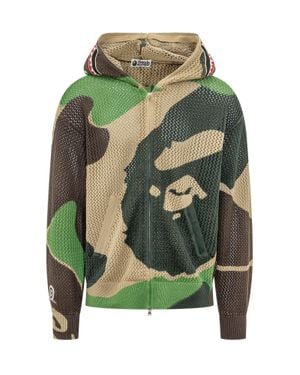 A Bathing Ape Camo Zip-Up Hoodie With Abc Pattern - Green