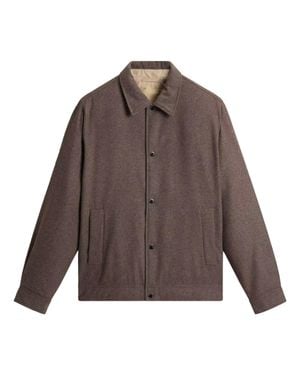 Woolrich Removable Logo-Tab Wool Snap Shirt Jacket With Adjustable Cuffs & Waist - Brown
