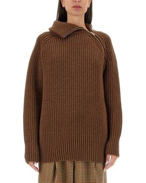 Dries Van Noten Shirt With Zip - Brown