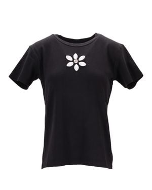 MERYLL ROGGE Fitted T-Shirt With Embroidered Details - Black