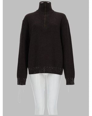Maison Margiela Half-Zip High-Neck Sweater - Black
