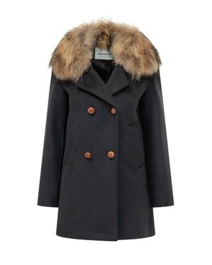 Ava Adore Double-Breasted Overcoat With Voluminous Neck - Black