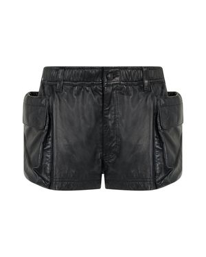 R13 Leather Cargo Shorts - Black