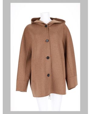 Max Mara Wool Hooded Cape Coat - Brown
