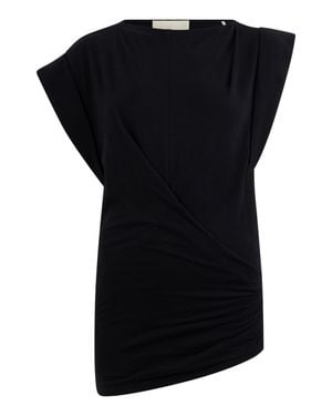 Isabel Marant Marant Étoile Maisan Draped Cap-Sleeve Top - Black