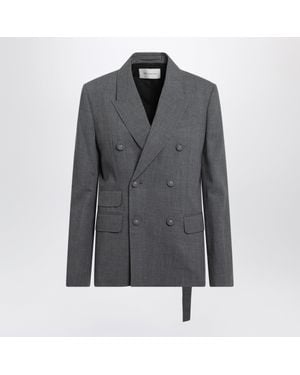Ami Paris Boxy Double-Breasted Blazer - Gray