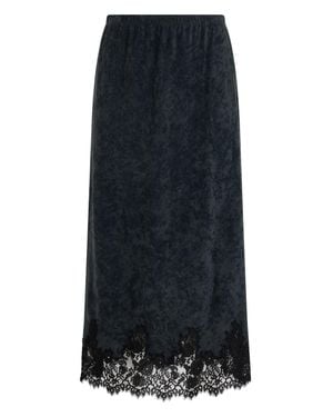 Alberta Ferretti Long Skirt With Lace Details - Black