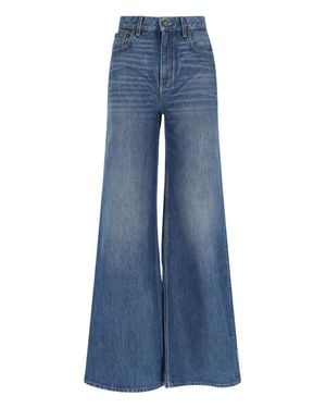 Chloé Cotton Denim Jeans With Calf Leather Patch - Blue