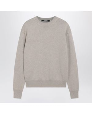 Jacquemus Moulin Mini Crewneck Merino Wool Sweater - Gray