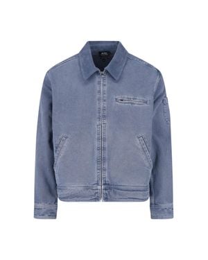 A.P.C. A. P.C. Cotton Zip Front Jacket - Blue